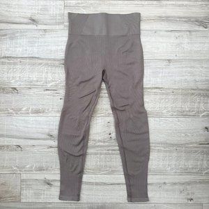 Simons i.FiV5 Mid High Rise Taupe Brown Stretchy Ribbed Cropped Leggings XS S